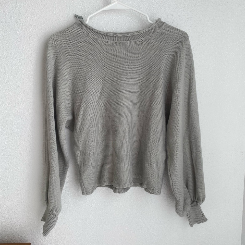 Wishlist Grey Sweater with Balloon Sleeves - Small